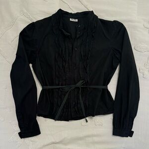 Italian MIU MIU Black Button Down Blouse